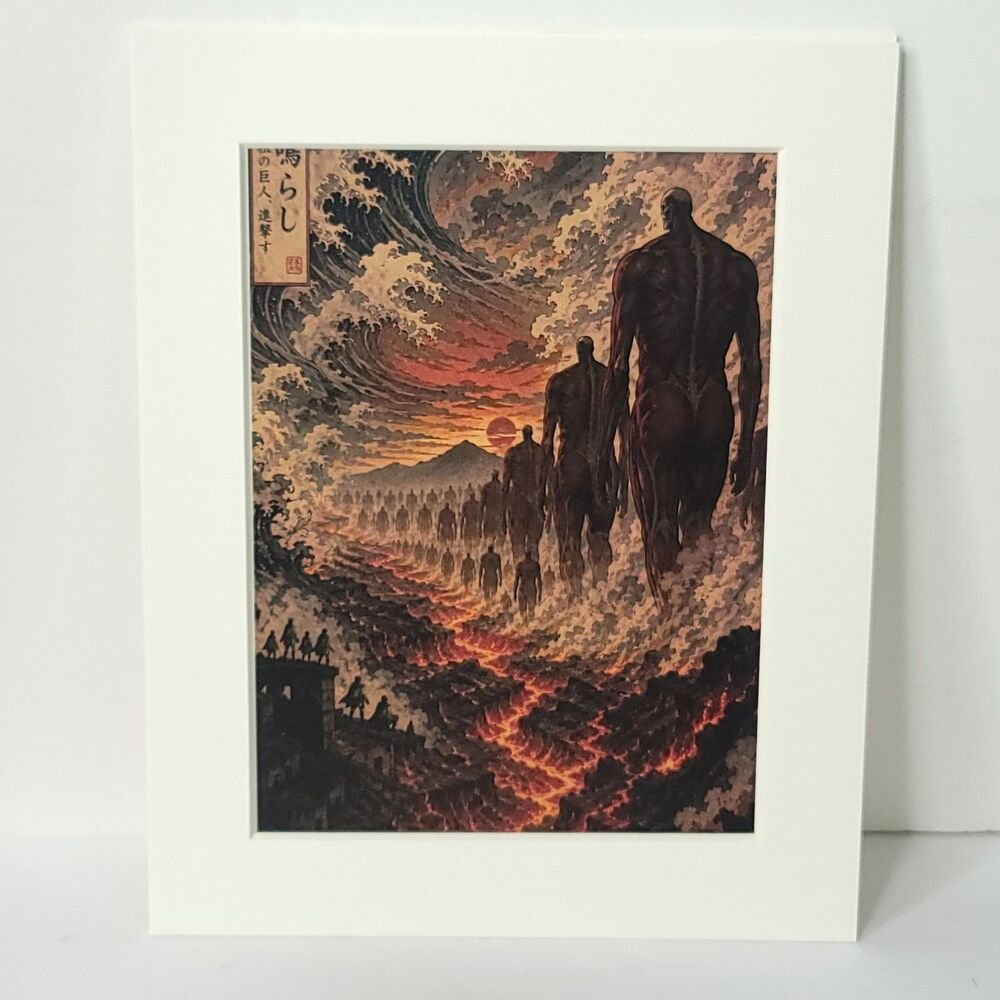Titans Attack On Titan Black White Card Anime Sketch Art Oversized Board A4